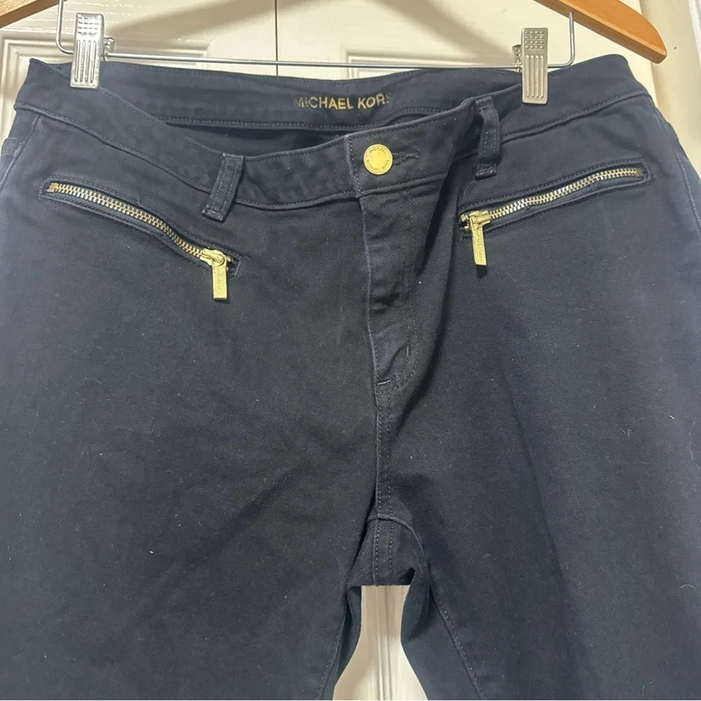 Michael Kors Black Skinny Pants with Gold Hardware